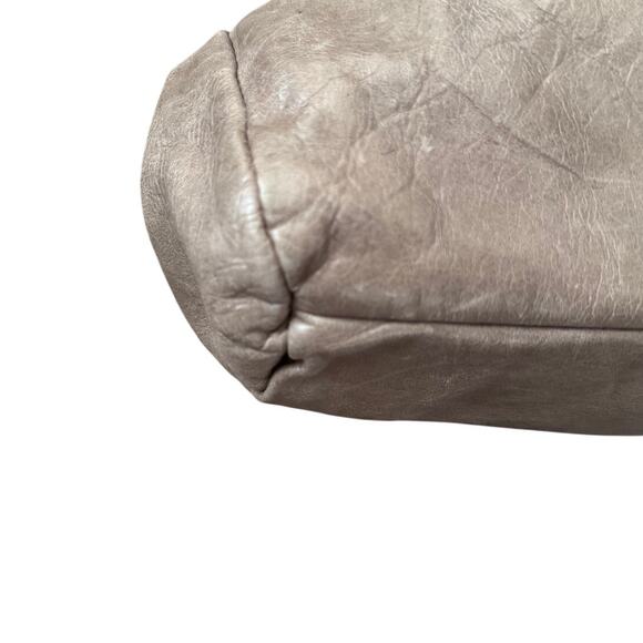 Hobo International Leather Dumpling Clutch W/Strap‎ Purse Handbag Crossbody Grey - Picture 7 of 12